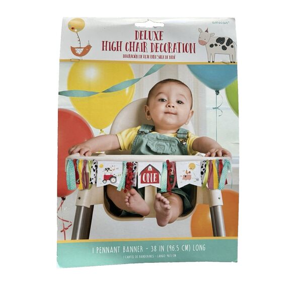 Farm Barnyard Animal Kids 1st Birthday Party High Chair Decorating Kit Banner - Picture 2 of 6